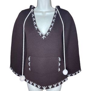 Alice + Olivia Brown Wool Hooded Sweater XS